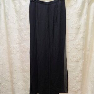 Vintage Cache Black Sheer Overlay Wide Leg Pants Chiffon Panels Trousers Size 8